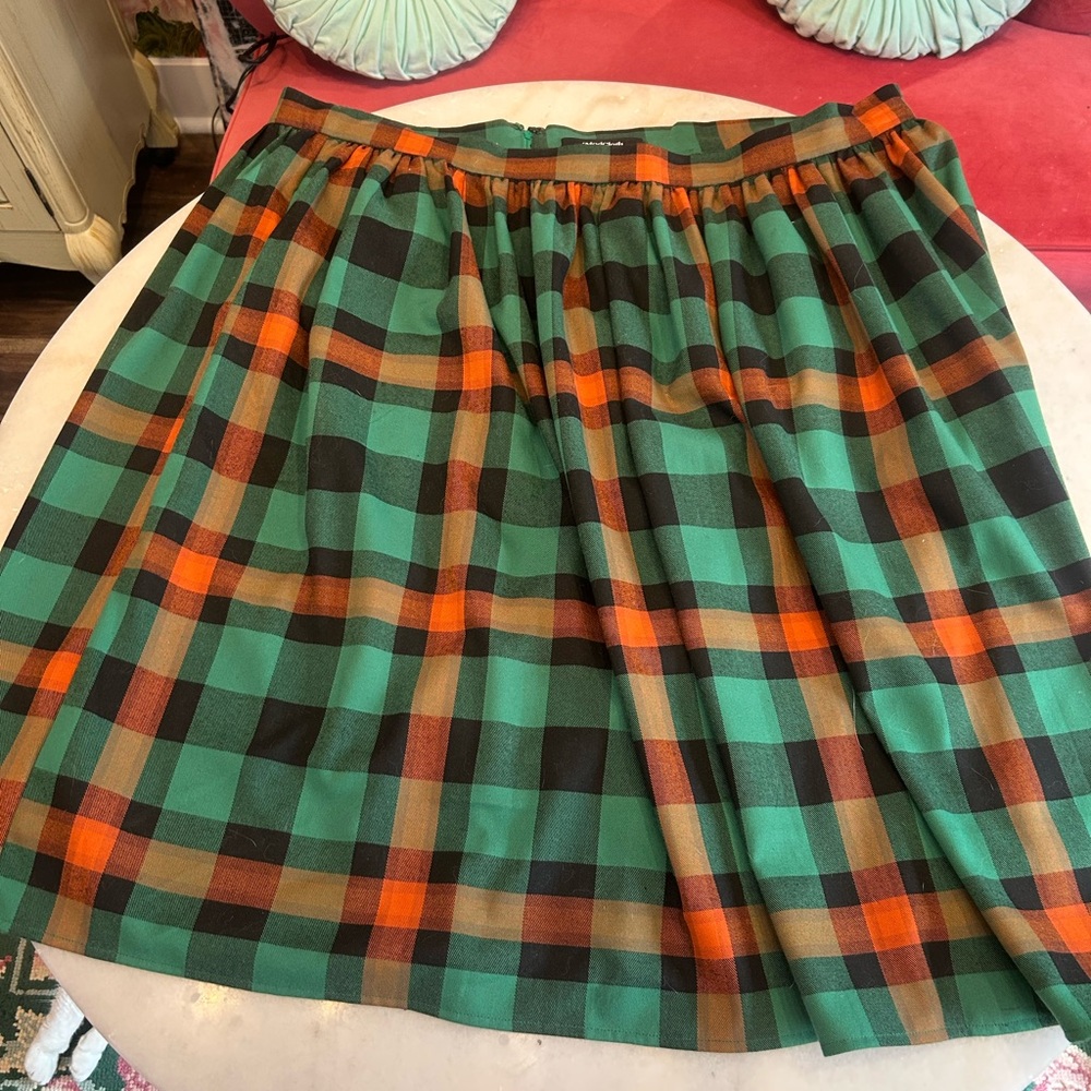 Collectif Green and Orange Plaid A-Line Skirt Plus Size 4X ModCloth